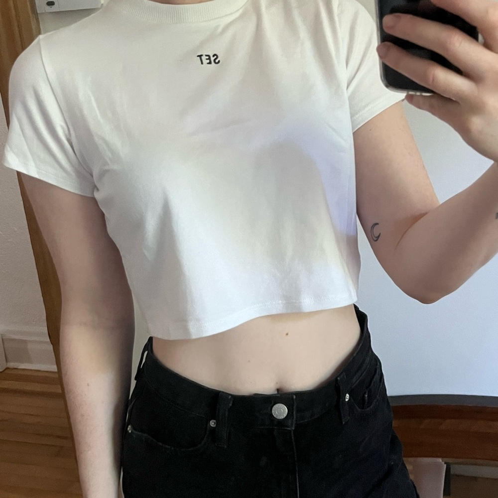 Set Active white cropped T-shirt